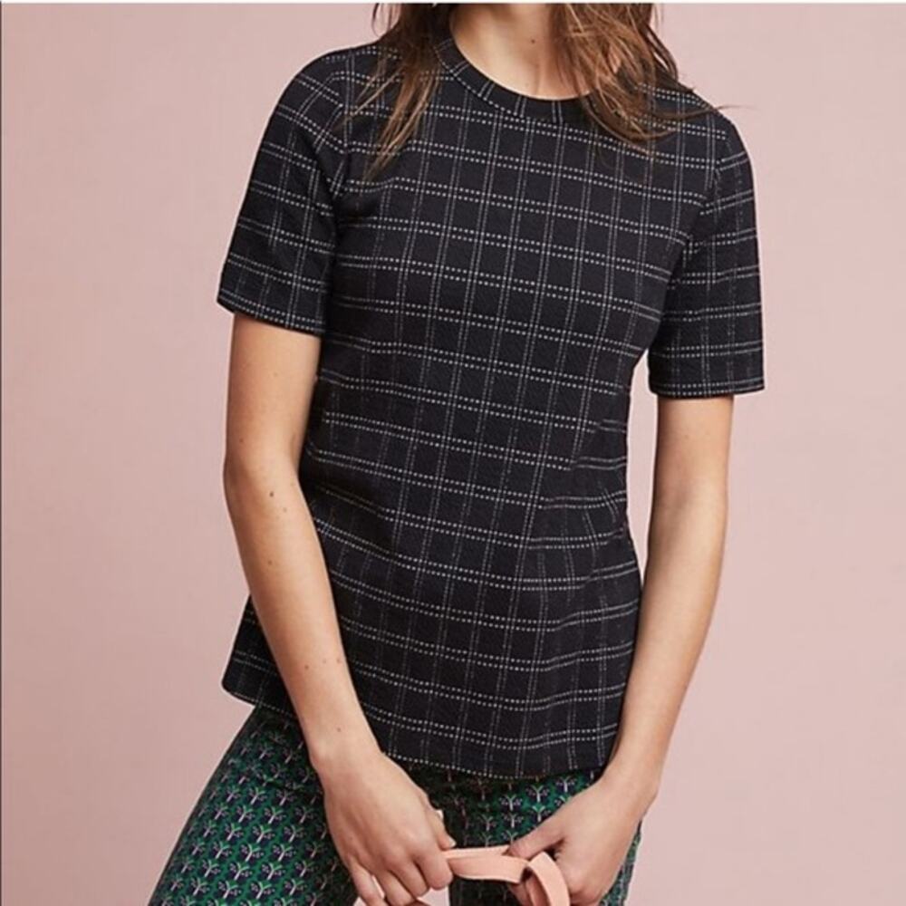 ANTHROPOLOGIE POSTMARK sz XS black white window pane EUC